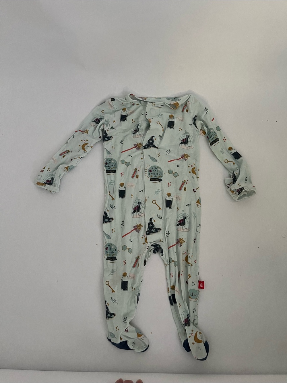 MagneticMe Magic-Themed Mint Green Kids One-Piece Pajamas - Picture 2 of 6